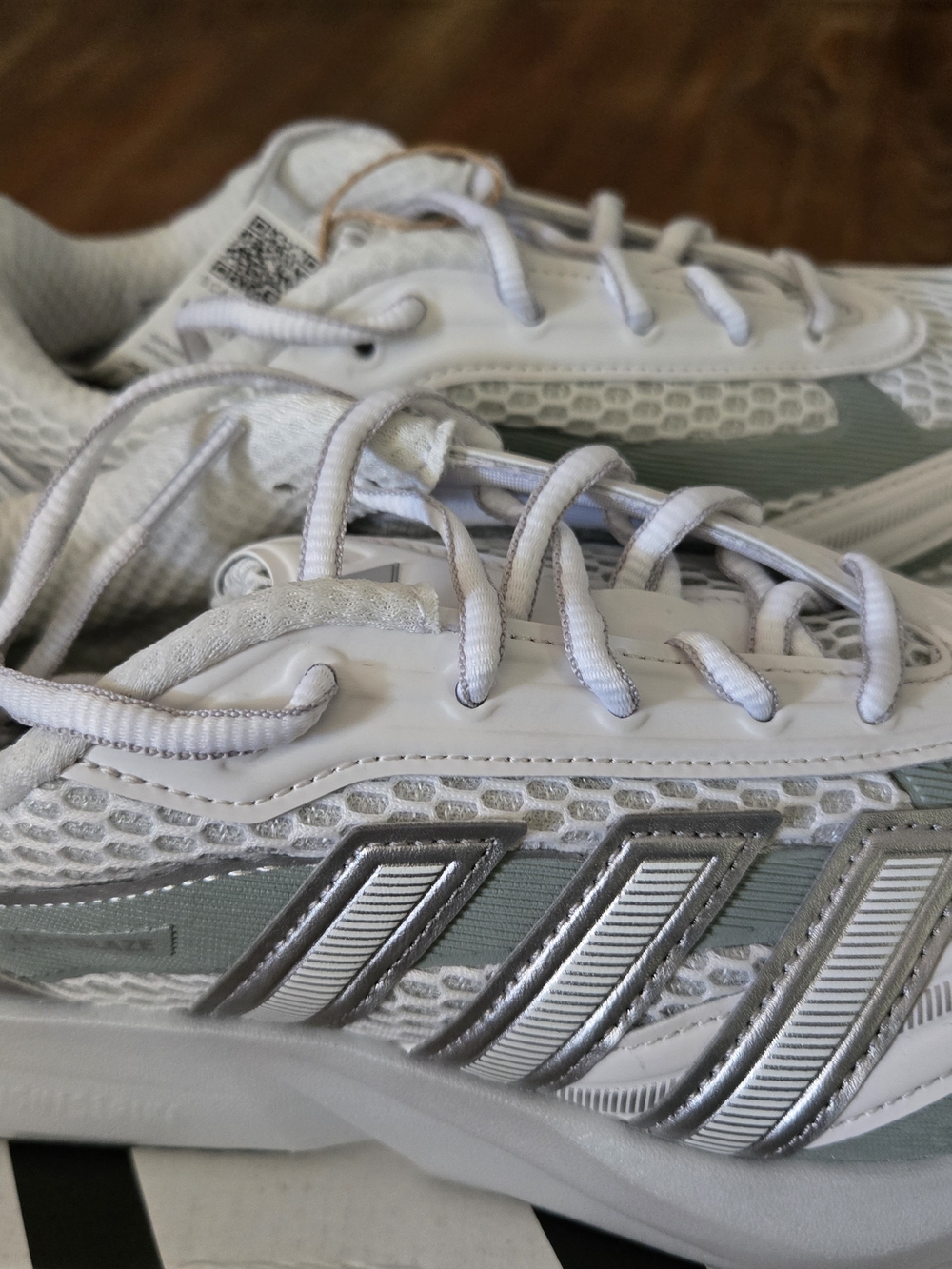 adidas Womens Light Blaze Glow White and Silver Sneakers